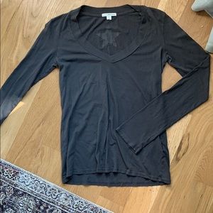 James Perse Long Sleeve V-Neck T Shirt